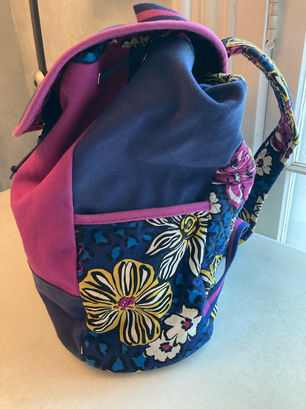 Vera Bradley Large Floral Canvas & Quilted Backpack - Picture 1 of 12